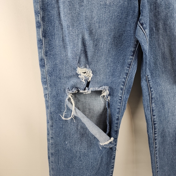 Express Jeans Womens 12S Modern Straight Super High Rise Distressed Blue (32x27) - Picture 4 of 14